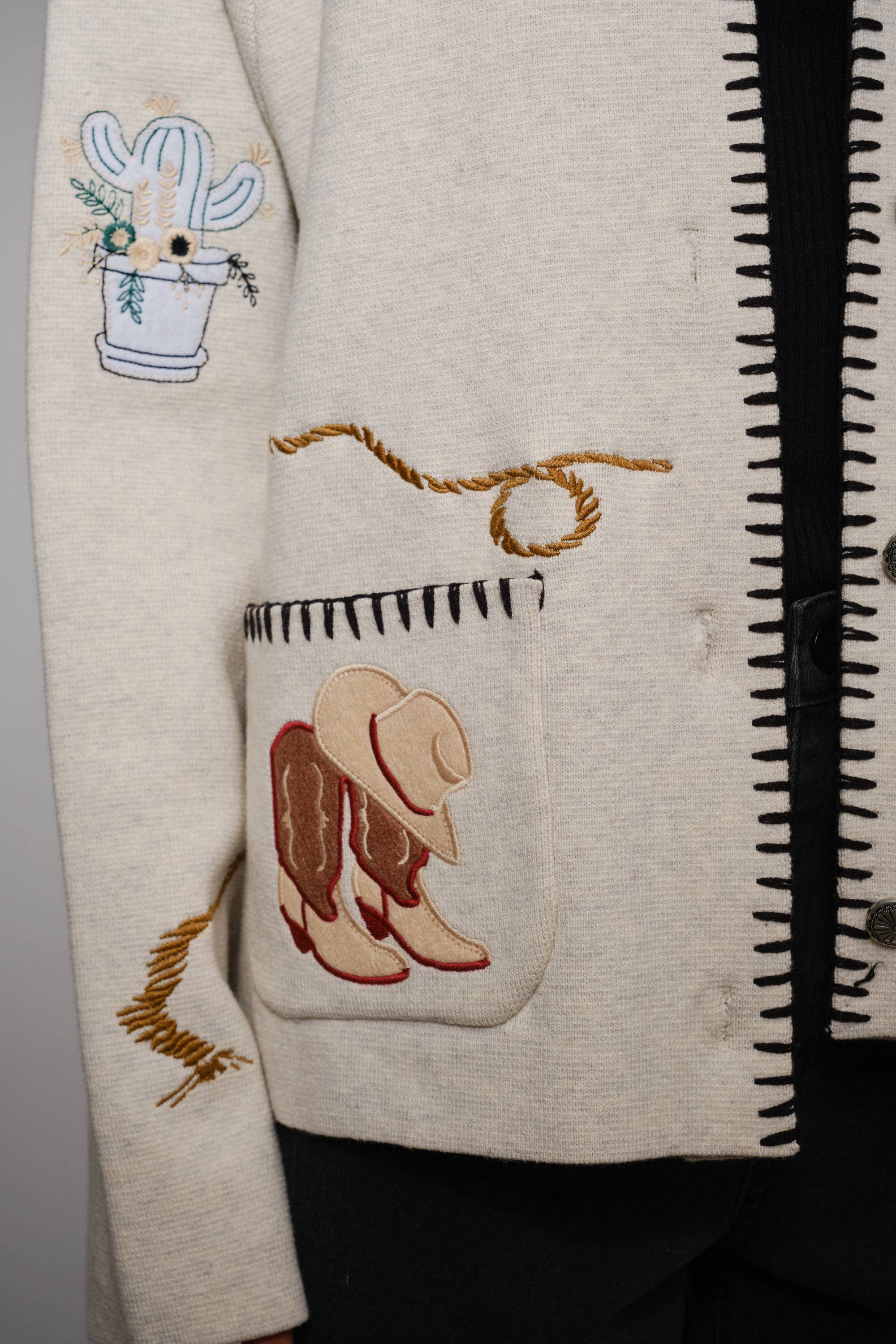 Blue B Motif Wool Blend Sweater Jacket